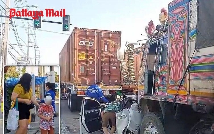 6 jaehriger erleidet schaedelbruch bei massenkarambolage auf der autobahn in laem chabang