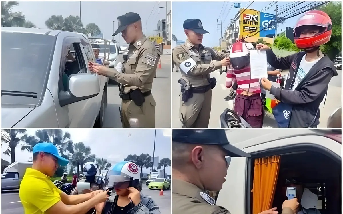 Blitzaktion der polizei gegen helmlose fahrer in pattaya