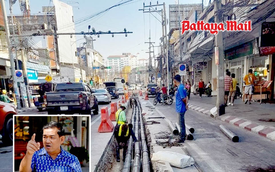 Kabel werden auf der south pattaya road unterirdisch verlegt