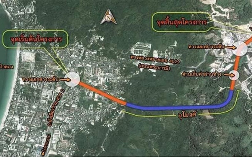 Motorradspur fuer den kathu patong tunnel in phuket geplant