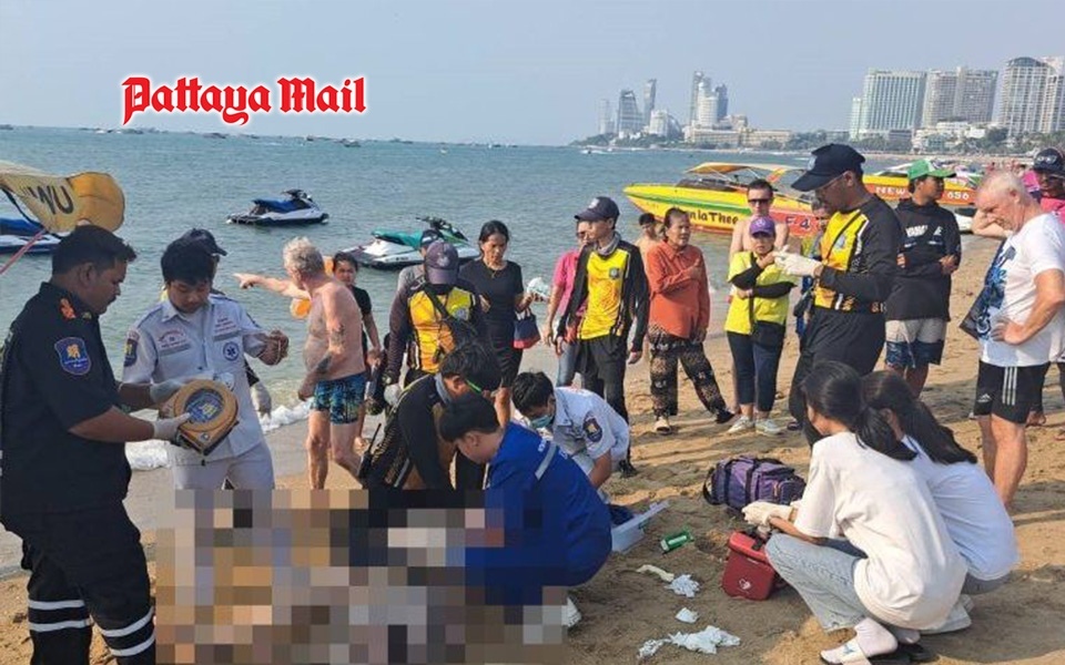 Tourist vor ertrinken am strand von pattaya gerettet