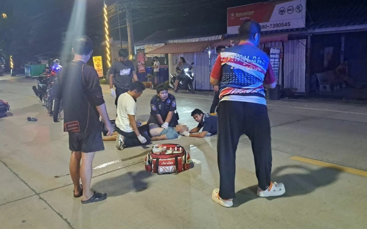 Unfall in pattaya expat motorradfahrer beim ausweichen vor einem auto schwer verletzt