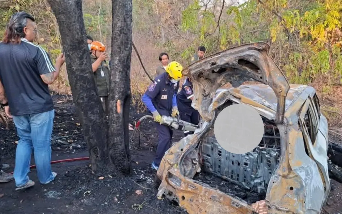 Nach heftiger kollision mit einem baum mann stirbt in brennendem autowrack ff3fe35a