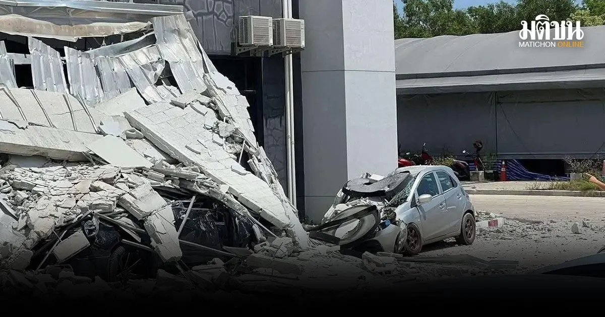 Schockmoment in chonburi mauer faellt ploetzlich auf parkplatz1