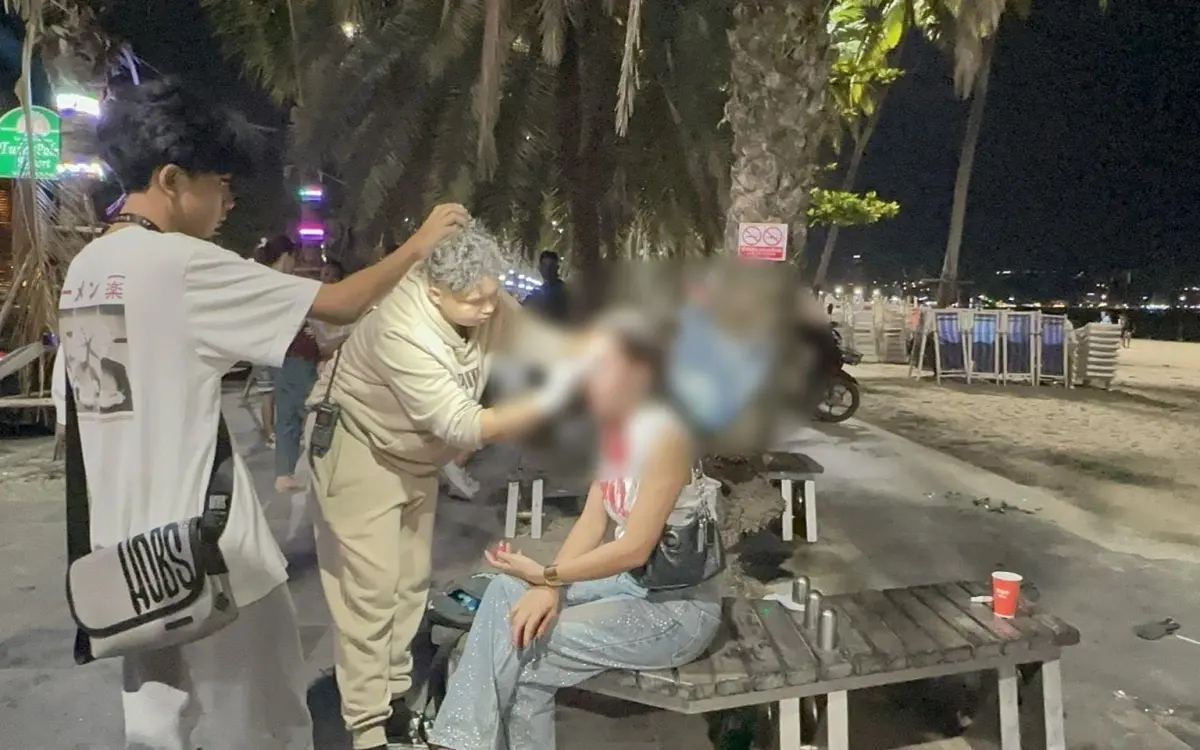 Transgender frau am strand von pattaya verletzt sicherheitsbeamter iinvolviert 608d7870