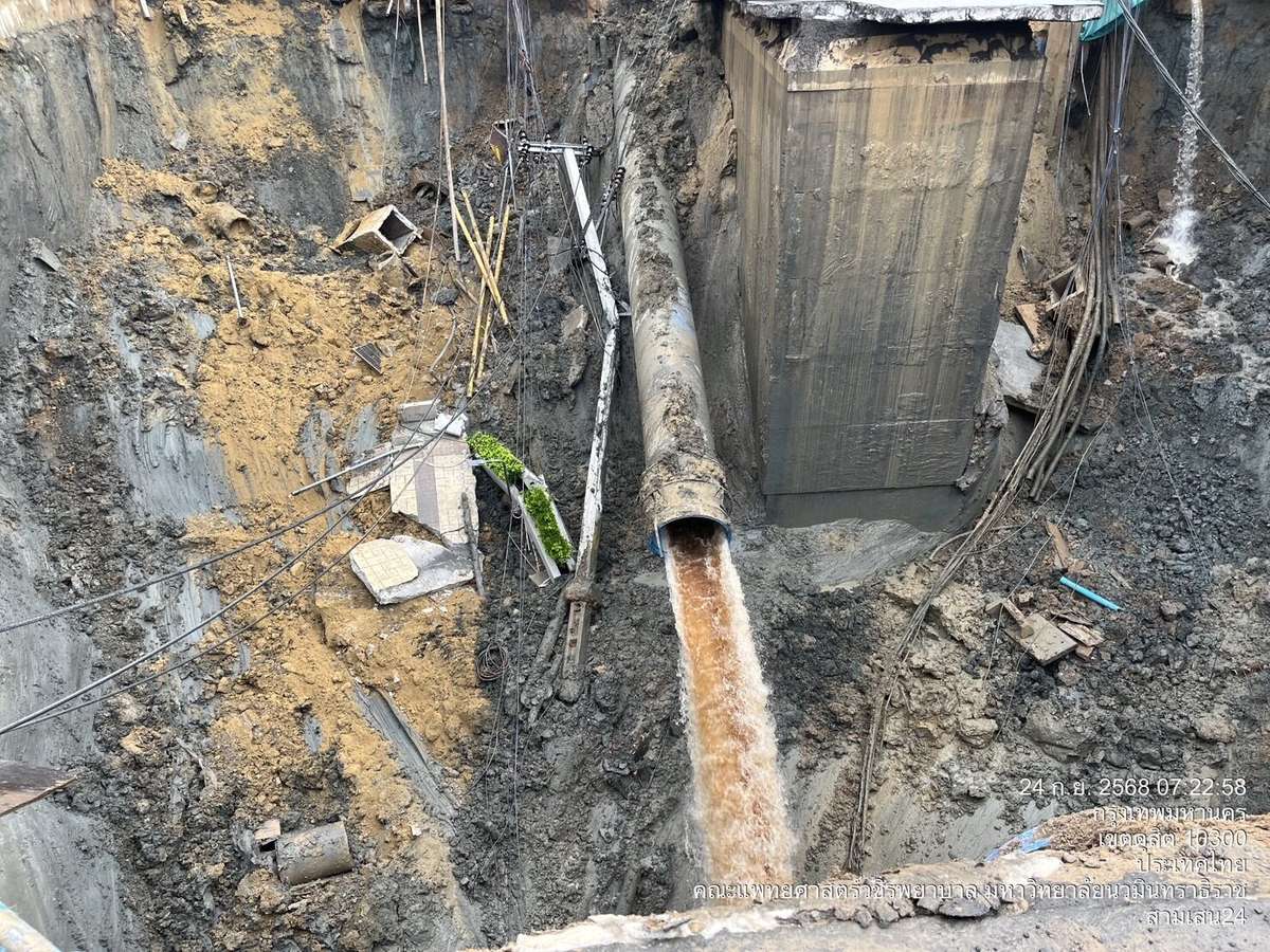 Evakuierung! 50 Meter tiefes Erdloch vor Klinik in Bangkok (Video)