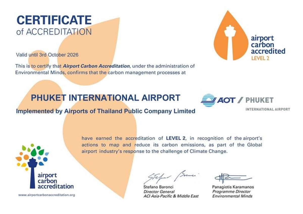 Phuket Airport erhält internationales Zertifikat