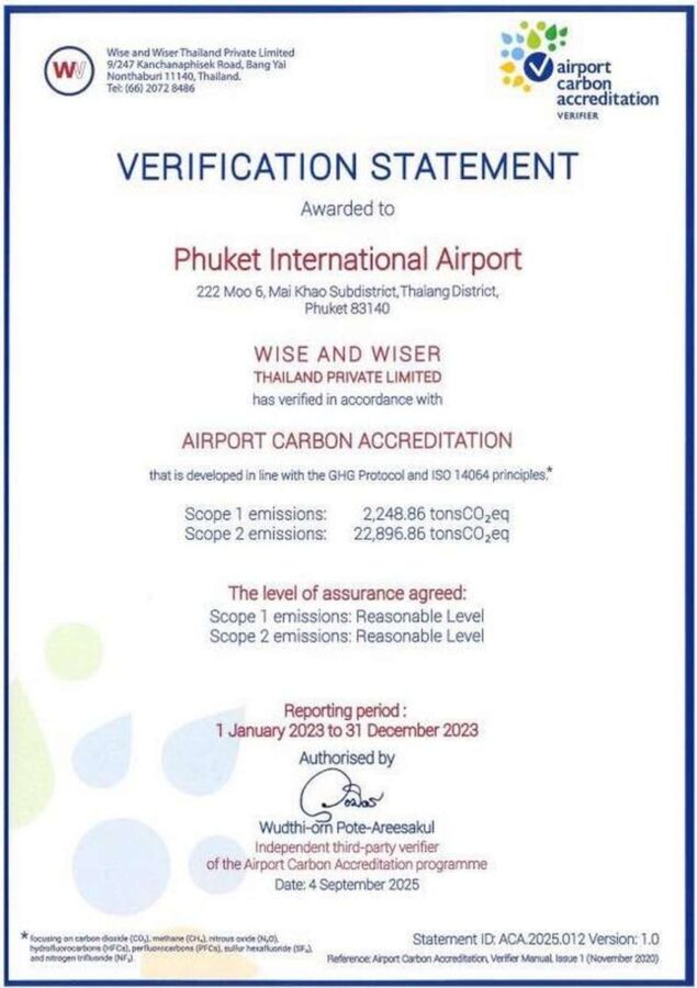 Phuket Airport erhält internationales Zertifikat