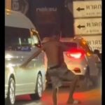Betrunkener Tourist tanzt im Straßenverkehr - Festnahme! Betrunkener Tourist tanzt im Straßenverkehr - Festnahme!