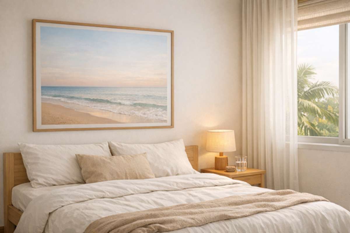 Strandposter im Schlafzimmer: Ruhige Motive für besseren Schlaf